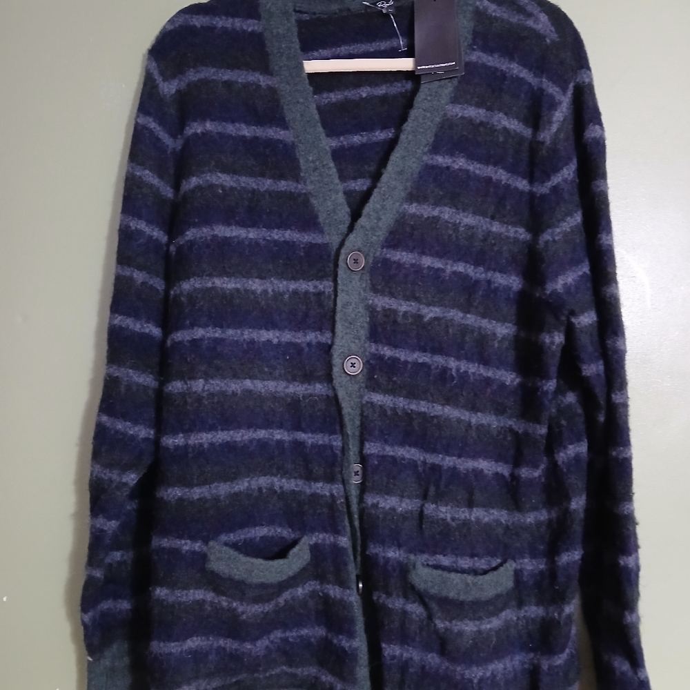 Rails Jasper Dawn Fog Stripe Cardigan NWT XL $228 Wool Preppy Academia